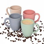 Eha Earth-Friendly Classic Coffee Mug Set of 4 | 300 ml | Made with Rice Husk & Bamboo Fibers | Microwave Safe | for Hot & Cold Coffee, Milk & Tea Cup | Matte Finish Mugs |Multicolor-Light