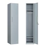 Yizosh Metal Lockers for Employees with Keys, 71" Employees Locker Storage Cabinet with 1 Doors, Tall Steel Storage Locker for Gym, School, Office(1 Door, Gray)