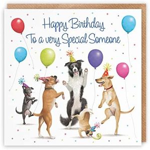 Hunts England Special Someone Birthday Card For Him/Her - Dancing Dogs - Men's/Women's Birthday Card For Someone Special, Friend, Family Relation, etc. - Milo's Gallery Collection