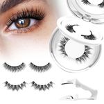 Crislashes Magnet Eyelashes, 2 Pairs Fake Eyelashes Magnetic, Reusable Magnetic Eyelashes No Glue No Eyeliner, Magnetic Eyelash Kit with Applicator, Easy to Wear and Remove (Style A+B)