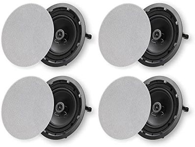 Micca 8" 2-Way in Ceiling or Wall Round Speakers, 4 Pack, 8 Inch Woofer, 9.75" Cutout Diameter, Low Profile Rimless Design, for Indoor Rooms or Covered Outdoor Porches, White, Paintable