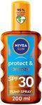 NIVEA SUN Protect & Bronze Oil Sunscreen Spray SPF 30 (200 ml), Sun Spray Provides Immediate UVA/UVB Protection and Stimulates the Skin's Natural Tanning with Pro-Melanin Extract, Water-Resistant