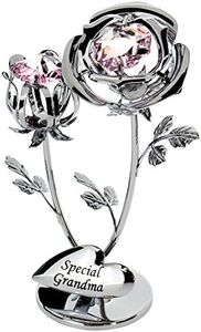 Crystocraft Chrome Plated Rose & Rose Bud Ornament. (Special Grandma)
