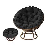 GOZYLA Double Oversized Papasan, Egg Chair Cushion, Double Papasan Chair Cushion Round Pillow, Papasan Padded Seat Cushion Rattan Swing Wicker Rattan Egg Chair Hammock Pad Mat(Black,60 * 60cm)