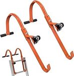 Ladder Roof Hook 2 Pack with Wheel Heavy Duty Steel Ladder Stabilizer, Roof Ridge Extension, Wheel Rubber and Rubber Grip T-Bar for Damage Prevention, for Damage Prevention,Able to Bear 500 Pounds