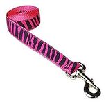 Large Pink Zebra Dog Leash: 1" Wide