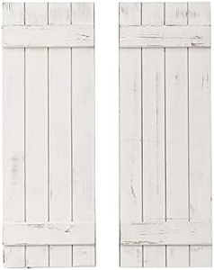 AZ L1 Life Concept Rustic White DECORATIVE ONLY Barn Wood Shutter Set Of 2 For Wall Decor, Window Accents - Add That Touch of Barn Wood Style and Rustic Decor To Any Room - Great for Home Decor and Rustic Decor.