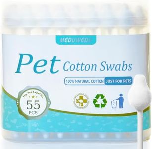 MEDUWEDU Pet Cotton Swabs, 55 Count｜Gourd-Shaped Tips｜Soft Cotton & Paper Stick｜Dog & Cat Ear Cleaner Swabs｜Safe Grooming Tool for Pets