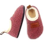 Dream Bridge Kids Sherpa Fleece Slippers with Anti-Slip Sole for Boys Girls DarkPink-New,5.5/6 UK Child