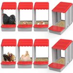 DETODDA Chicken Nesting Boxes, Nesting Boxes for Chickens, Roll Away Chicken Nest Box for Laying Eggs, Chicken Laying Boxes with Egg roll Out with Perch Eggs Protected Collection Area, Red 8 Boxes