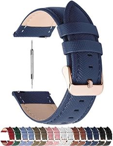 Fullmosa Quick Release Leather Watch Band 20mm Compatible with Samsung Galaxy Watch 5 40mm 44mm/Pro 45mm,Galaxy Watch 4 40mm 44mm,Samsung Active 2,Garmin Vivoactive 3,Timex Watch Strap 20mm Dark Blue, Rose Gold Buckle