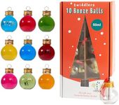 THE TWIDDLERS 1.8 oz/ 50 ml Small Juice Bottles Christmas Ornament Drink Balls (10 Pack) 2.4 Inch Booze Balls Christmas Ornament Shot Glasses, Fillable Drink Ornament Booze Balls, Tree Ornament Cups