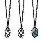 WEWAYSMILE 2 Pieces Crystal Necklace Holder, Empty Stone Holder, Necklace Cord Stone Holder, Cord Empty Stone Holder, for Pendant Necklace Jewelry Making, 30 inches(Black)