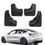 Nansure Car Mud Flaps Compatible with Tesla Model 3 Highland 2024 Front and Rear Splash Guards Mudguard Mudflaps Car Accessories for Model 3 2024 (Upgraded Version, 4 pcs)