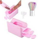 Dip Powder Recycling Tray System with Scoops and Powder Cleaning Brush, 2 in 1 Acrylic Powder Holder Nail Glitter Powder Recycling Box Dip System Dust Collector Sequin Rhinestone Container (Pink)