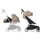 BABYZEN YOYO² Foldable Stroller - Includes Newborn Pack (Taupe), White Frame & 6+ Color Pack (Taupe) - Suitable for Newborn Up to 22 kg, Lightweight, Mattress, Canopy, Head Support & Foot Cover