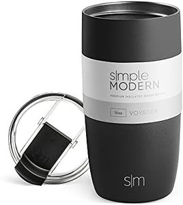 Simple Modern 16oz Voyager Travel Mug Tumbler w/Clear Flip Lid - Coffee Cup Vacuum Insulated Camping Flask with Lid 18/8 Stainless Steel Hydro -Midnight Black