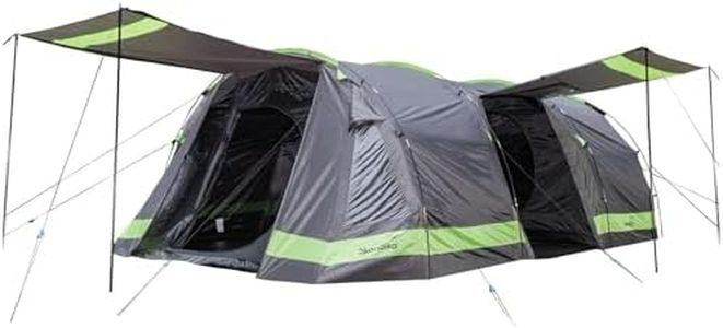 Skandika Tente Tunnel Kambo pour 8 Personnes | Tente de Camping avec 2 cabines pour 4 Personnes, Colonne d'eau de 3000 mm, 3 entrées, Store banne, séjour | Tente familiale