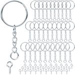 170Pcs Keyring Keychain Accessories 85pcs 1 Inch Key Ring Hoop with 85pcs Eyelet Screws Metal Keyring Clip Keyring Making Kit Sliver Key Rings for DIY Crafting Jewellery Making(85 Sets)