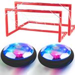 Ancesfun 2 PCS Hover Football set with 2 Goal, Rechargeable Soccer Ball with LED Lights and Safe Foam Bumper, Air Power Soccer Hover Ball Kids Toys for 3-12 Years Old Boy Girl Indoor Outdoor Games