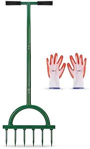 Enlfjoss Lawn Spike Aerator, 35" x 11",Manual Lawn Aerator,Gardening Lawn Aerator for Compacted Soils and Lawns, Non-Slip T-Handle Grass Spike Aeration with Six 3.9" Solid Steel Spikes