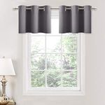 NICETOWN Kitchen Valances - Thermal Insulated Home Decor Blackout Grommet Tier Curtains Drapes (42 inches W by 18 inches L 1.2 inches Header, Grey, 1 Pair)