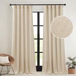 RYB HOME Heavy Faux Linen Curtains for Bedroom, Light Filtering Privacy Window Draperies Pinch Pleated Style for Living Room Hotel Sliding Glass Door, Thatched Tan, W 52 x L 108 inch, 2 Pcs