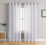 HLC.ME 2 Piece Sheer Voile Window Curtain Grommet Panels for Bedroom & Living Room (54" W x 84" L, White)