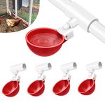 Chicken Waterer with PVC Tee Fittings, 5 Pack Automatic Chicken Water Feeder Kit with 1/8'' MPT Hole Saw, Poultry Waterer Cups for Chicken Duck Goose Turkey Bunny