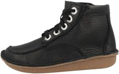 Clarks Women's Funny Cedar Fashion Boot, Black Black Leather, 5 UK