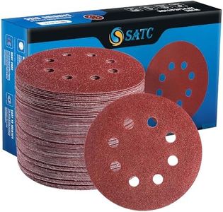 S SATC 72 PCS 5 Inch 8 Hole Hook and Loop Adhesive Sanding Discs Sandpaper for Random Orbital Sander 40 60 80 120 180 240 320 Grits