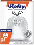 Hefty Made to Fit Trash Bags, Fits SimpleHuman Size J (12 Gallons), 100 Count (4 Pouches of 25 Bags Each)