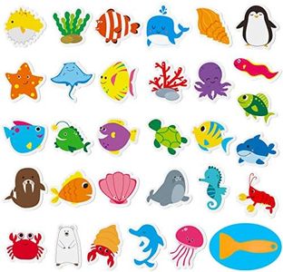 Hebayy 30 Adorable Non-Slip Sea Animal Bathtub Shower Deco Water-Resistance Stickers in 30 Designs