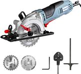 WORKPRO Mini Circular Saw 750W 4700RPM with 120mm TCT Blade and 115mm Diamond Blade, Cutting Depth 45mm (90 °)/28mm (45 °), for Wood, Metal, Tile and Plastic Cutting