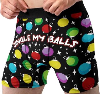 Mens Funny Boxer Briefs – Santa Clause Novelty Fun Gag Gift Idea Underwear, Jingle Bells, Medium