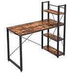 VASAGLE Computer Desk, Writing Desk with Storage Shelves on Left or Right, 120 cm Wide Home Office Desk, for Study, Easy Assembly, Industrial Style, Rustic Brown and Black LWD48X