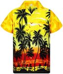 V.H.O. Funky Hawaiian Shirt, Shortsleeve, Beach, Yellow, 4XL