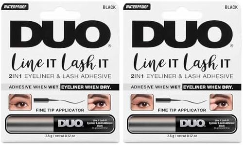 DUO Line It Lash It Black 2-in-1 Eyeliner & Eyelash Glue Pen - Waterproof Lash Adhesive for Strip Lashes, 0.12 oz, 2 Pack