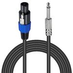 Poyiccot Speakon to 1/4 Adapter Cable, Professional Speakon to 1/4 Inch TS Speaker Cable for 18AWG Gauge Audio Plug Amplifier Connection dj Heavy Duty Cord Wire with Twist Lock, 6ft