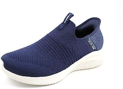 Skechers Women's Hands Free Slip Ins Ultra Flex 3.0 Smooth Step Sneaker, Navy, 6.5 Wide