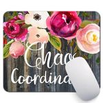 Chaos Coordinator Floral Pink Roses On Faux Wood Mouse Pad