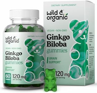 Wild & Organic Ginkgo Biloba Gummies - Herbal Daily Supplement to Promote Blood Circulation, Cognitive Function, Brain Health - Natural Energy Booster & Mood Support - Vegan, Non-GMO - 120mg, 60 Chews