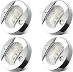 Partsam 4Pcs 3" Inch Round Chrome Marine Boat Lights Blue LED Transom Mount Stern Anchor Navigation Lights IP67 Waterproof, Boat LED Stern Lights, Night Fishing Lights,Deck Lights, 12V, Surface Mount