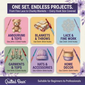 Quilted Bear Floral Crochet Hook Set – Ergonomic Handles, 9-Piece
