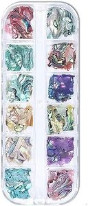1 Box 12 Color Nail Art Decals Sequins Decoration Abalone Shell Flakes Sea Shell