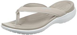 Crocs Women's Capri V Sporty Flip Flops | Sandals for Women, Cobblestone, 8 Women
