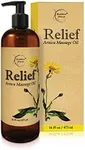 Relief Arnica Massage Oil for Massage Therapy & Home Use Therapeutic Massaging Oil Great for Lymphatic Drainage, Sore Muscles & Joints. All Natural with Arnica Montana & Lemongrass Essential Oil