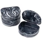 Practicon Marble Retainer Cases, Orthodontic Aligner Case, Mouth Guard Holder (3 Pack) (Black)