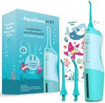 AquaSonic Kids' Water Flosser for Ages 6+ | Standard Nozzle, Orthodontic Nozzle & Waterproof Stickers | 4 Flossing Modes | Aquarium Adventures Theme