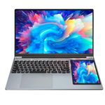 2 in 1 Laptop 15.6 Inch IPS + 7'' Touchscreen Intel Celeron N5095 Quad-Core up to 2.9Ghz, 16GB RAM 2TB SSD Notebook Windows 11, 2 USB3.0, Type-C, Mini HDMI, 2.4/5G WiFi, Bluetooth 4.2